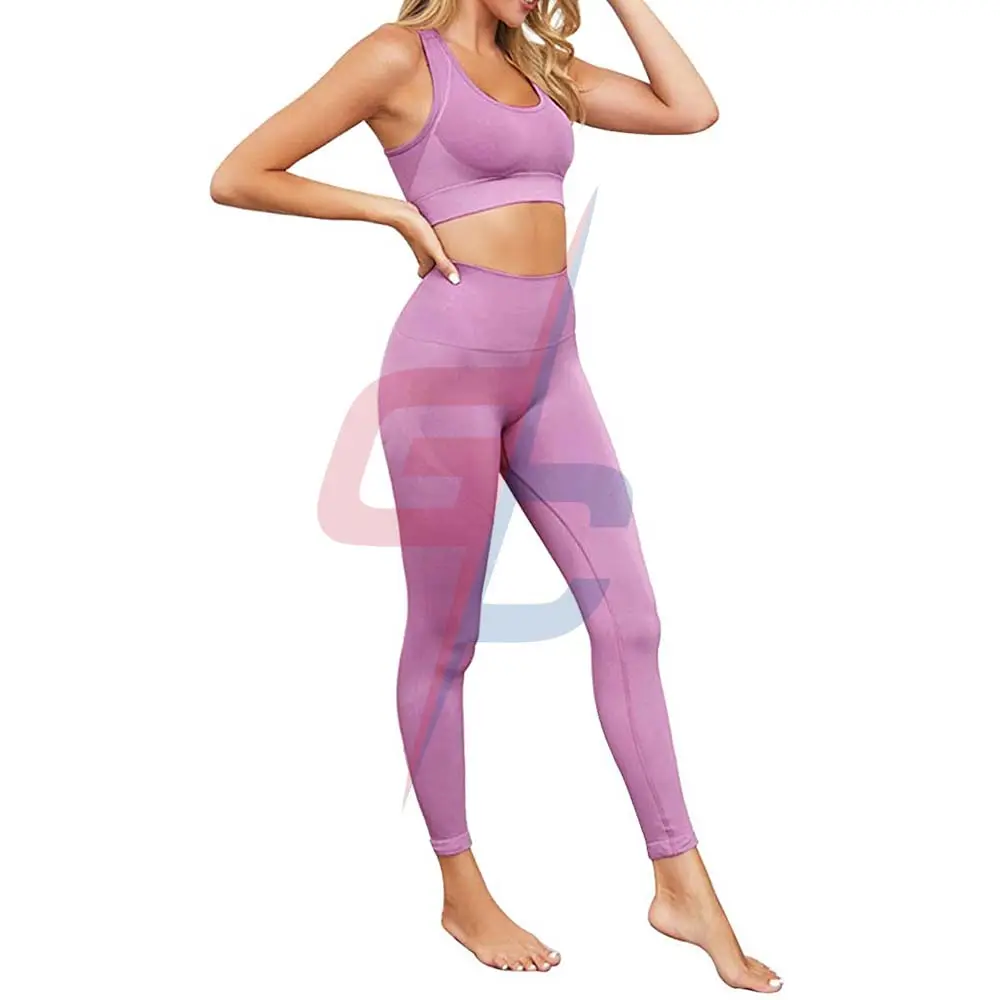 Setelan Pakaian Yoga untuk Wanita, Set 2 Potong, Legging dan Bra Olahraga Atletik Pinggang Tinggi, Bra Kebugaran