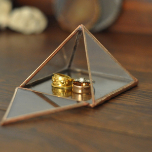 Pyramid <b>Display</b> <b>Box</b> - Small Glass Pyramid - Jewelry <b>Box</b> - Hinged - Silver or Copper - Eco Friendly - Product Image 1
