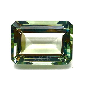 Prix de gros d'usine, pierre précieuse naturelle facettée de haute qualité, prasiolite/améthyste verte, taille octogonale 4x6 mm, vendue à l'unité. - Product Image 1