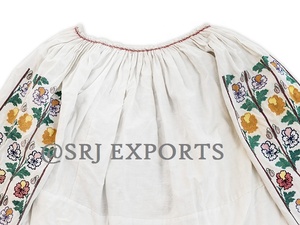 Blusa de Organza Bordada con Flores Estilo Bohemio para Mujer, Manga Larga, Cuello Redondo, Corte Holgado, Transpirable, de Algodón, para Primavera, Verano y Uso Diario - Product Image 2