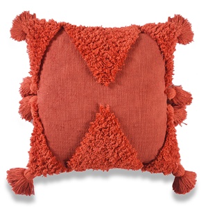 Cuscino decorativo per cuscino in cotone 100% con nappe a prezzo all'ingrosso di natale tessuto a mano boho con fodere per cuscino rosso - Product Image 1