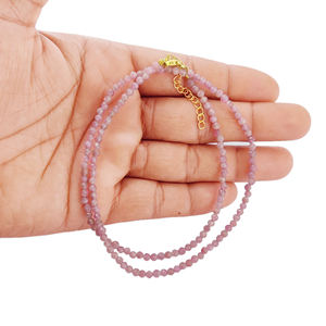 Collar de cuentas de turmalina rosa, cuentas facetadas - Product Image 4