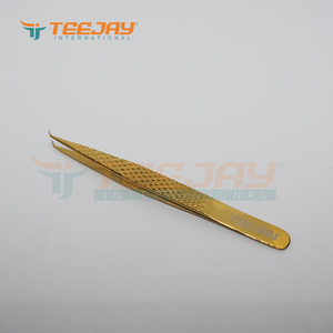 Titane Or 3mm 45 degrés angle Extension De Cils Pince À Épiler Diamond grip Professionnel Cils outil TEEJAY Outils De Beauté - Product Image 3