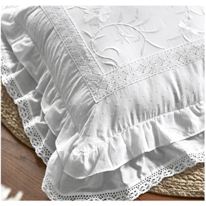 Quang Thanh 100% Linen Embroidery Throw Pillow Cover Quality Hotel & <b>Nursing</b> Care <b>Cushion</b> with Lace Heated Massage Features - Product Image 1