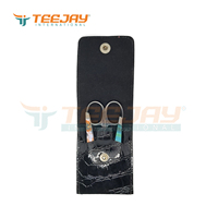 Nouvel Arrivage OEM/ODM TEEJAY ETP-480 Pochette en Raxine Noire Effet Crocodile pour 2 Pinces à Épiler et 1 Ciseaux, Couleur et Logo Personnalisables