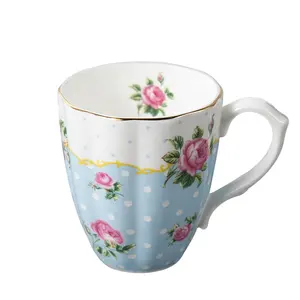 Real país Rosa taza de porcelana china de 8 onzas de Vintage de cerámica taza de café con Multicolor
