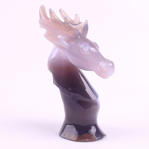 Estatua de Cabeza de <span class=keywords><strong>Ciervo</strong></span> Tallada a Mano en Cristal Natural, Geoda Semipreciosa, Regalo de Navidad - Product Image 6