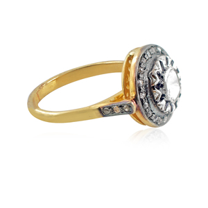 Diamante amarillo Vermeil diseñador de plata 925 Polki diamante cóctel anillo venta al por mayor de joyería - Product Image 3