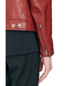 Chaqueta de cuero rojo personalizada para hombre, chaqueta de piel de oveja Real, hecha a medida, en Pakistán - Product Image 2