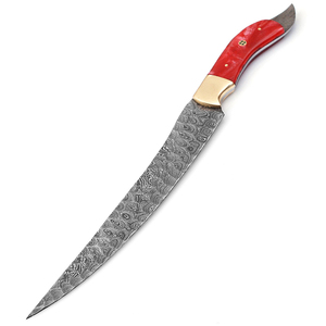 Custom Hand Forged Damascus Fillet knife With leather Sheath cover (smk1636) - Product Image 6