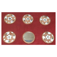 Miroirs décoratifs ronds en bois, mère de la perle blanche, 2 pièces