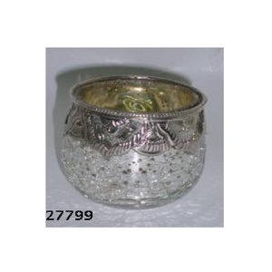 Soporte votivo de latón en relieve y vidrio transparente - Product Image 1