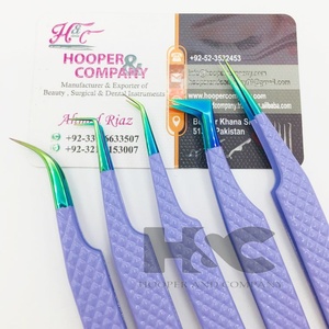 Pinzas de pestañas de acero inoxidable púrpura claro sostenible de visón con punta multiplasma logotipo personalizado servicio OEM - Product Image 1