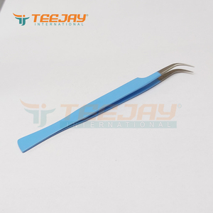 Outils de beauté et de maquillage professionnels, pince à épiler courbée J avec couche de Base, accessoire de couleur bleu marine, de haute qualité, outils testés à la main - Product Image 2