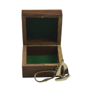 Новейший качественный латунный металлический Карманный Брелок для ключей с коричневой деревянной коробкой и полированной отделкой