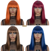 Perruque Joedir à cheveux longs et raides avec frange, cheveux vierges brésiliens Remy, perruques en cheveux humains bon marché, fabrication mécanique, vente chaude, pré-épilées