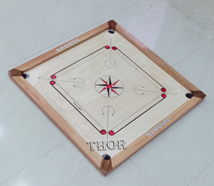 Juego de mesa clásico de 32x32 pulgadas, tablero de madera con Carrom, con monedas y Pelacables - Product Image 6