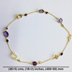 Everyday Wear 925 <b>Sterling</b> <b>Silver</b> Gold Plated Multi-cut Stones 90 cms. Long Chain <b>Necklace</b> - Product Image 3