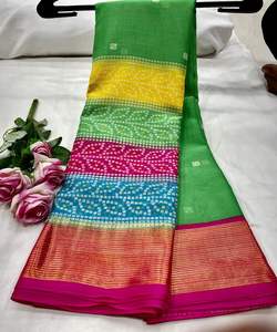 Sari de seda atractivo con blusa para mujer, ropa de fiesta para mujer, uso diario, de algodón suave Sari de seda, venta al por mayor, precio bajo, étnico - Product Image 1