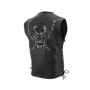 Motocicleta de motorista de cuero genuino, transpirable para hombre, elegante Chaleco de cuero de vaca negro para montar en motocicleta - Product Image 2