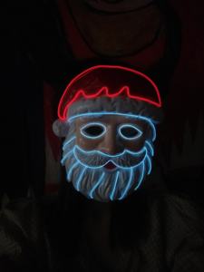 Masque de Père Noël lumineux en fil néon rave avec 2 piles AAA et lumières clignotantes pour les fêtes d'Halloween - Product Image 2