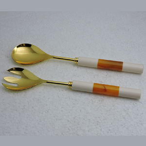 ด้ามจับทำจากไม้และเรซินโลหะสีทองพร้อมดีไซน์ที่เป็นเอกลักษณ์และอุปกรณ์ในครัวสำหรับบ้านและห้องครัว - Product Image 5