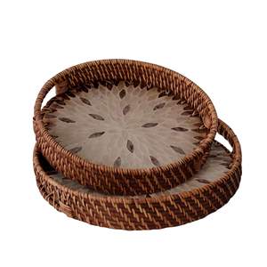 Bandeja para Servir Frutas de Bambú y Ratán Hecha a Mano, Ecológica, con Color Personalizado, Organizador de Cocina para el Hogar, Marca Glovimex, Venta al Por Mayor - Product Image 3