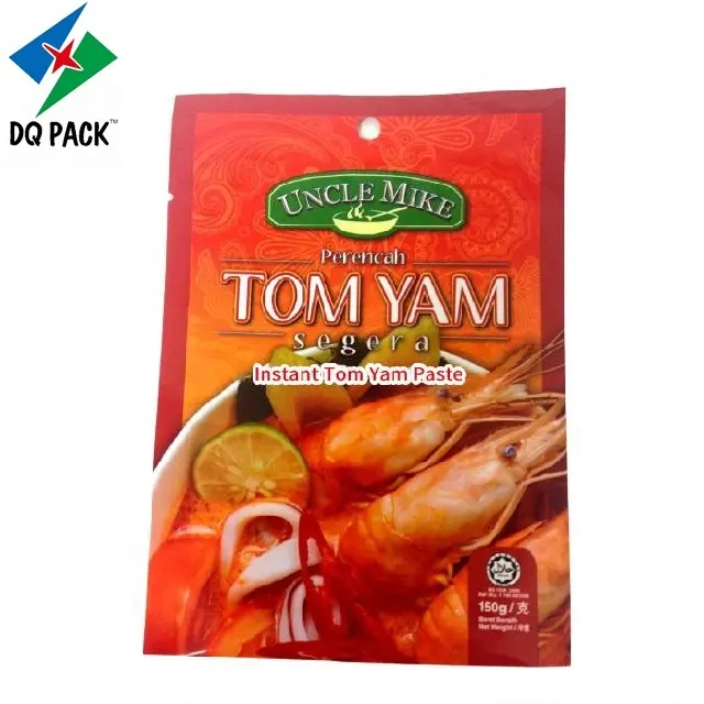 Sacchetto istantaneo tom yam/rendang paste, sacchetto di imballaggio metallizzato con 3 sigilli laterali, sacchetto di imballaggio per alimenti con salsa con foro,