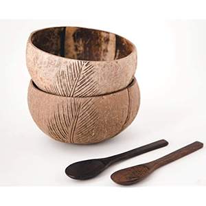 Bols en coquille de noix de coco de haute qualité ensemble de cuillères en bois poli biodégradable naturel écologique pour les fêtes quantité en vrac pas cher - Product Image 3