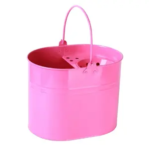 Pink Color Galvanized Mop Bucket Premium Quality Decorative Cleaning Bucket Excellent Quality Handmade Galvanized Mop Bucket