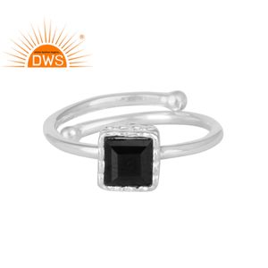 สแควร์สีดำกระดูกสันหลังตัดเครื่องประดับแหวนพลอย925เงินสเตอร์ลิงเครื่องประดับปรับมงกุฎแหวนผู้จัดจำหน่าย - Product Image 1