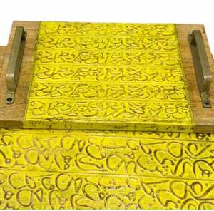 Bandejas para servir alimentos de madera y metal a granel para el hogar Hotel y restaurante Vajilla Bandeja para servir Juego de dos - Product Image 2