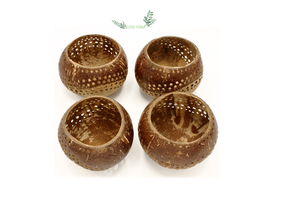 Wholesale in Vietnam Coconut Shell Tea Light Holder/ Coconut Shell Candle Holder With Engrave Laser Logo Made in Eco2go Vietnam - Product Image 2