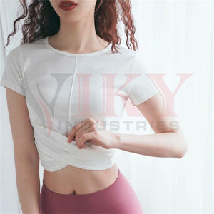 2020 haute qualité design personnalisé blanc sweats fitness femmes crop top gym t-shirts - Product Image 2