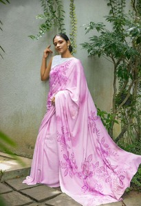 Indien Katan Saree dernier concepteur fête porter mariage dames femmes porter Georgette soie broderie travail Sari avec chemisier ApparelGarment - Product Image 4