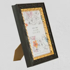 Moldura de madeira artesanal, moldura de fotos de luxo e elegante feita à mão em tamanhos personalizados preto + folha de ouro ou bege + folha de ouro 629