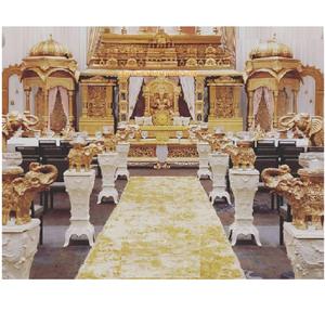 Mandap de Boda Tradicional con Tema Dorado, Mandap Rústico Hindú para Bodas, Decoración de Mandap de Estilo Abierto Indio, NUEVA YORK - Product Image 1