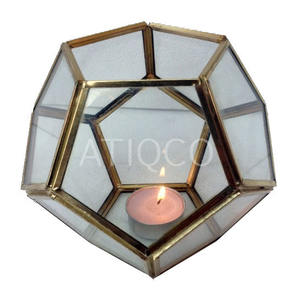 Bandeja votiva de farol de vidrio y metal translúcido Decoraciones especiales para fiestas de Diwali - Product Image 2