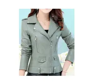 ขายส่งฤดูใบไม้ร่วงและฤดูหนาวใหม่ผู้หญิงหนังแจ็คเก็ตบางแจ็คเก็ตหนังแฟชั่นผู้หญิงขายส่ง - Product Image 1