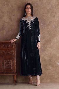 Photo longue en velours pour femme, longue robe de pantalon, broderie éblouissante sur le vêtement de fête et mariage, @ 2021 - Product Image 2