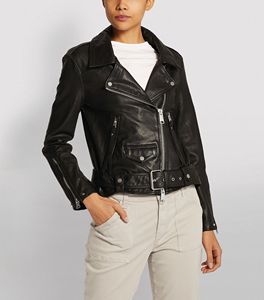 Chaqueta de motociclista Unisex, 100% cuero de oveja Real, cinturón y cierre de cremallera, disponible en todos los colores - Product Image 2