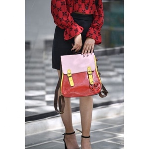 LW Recycled Leather <b>Medium</b> <b>Backpack</b> Handmade Hair On Shoulder Bag Colorful Leather Travel Drawstring Women's <b>Backpack</b> - Product Image 2