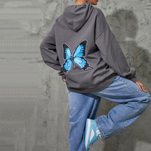 Pull à capuche papillon surdimensionné pour femme belle coupe ajustée thermique hiver Streetwear respirant anti-rétrécissement éponge longue - Product Image 5