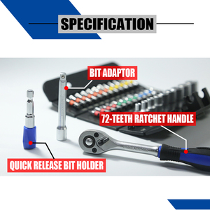 Lematec Ratchet Wrench And Bit <b>Set</b> 1/4 Dr Chrome Vanadium Steel Auto Repair Hard Case Storage <b>Tool</b> <b>Set</b> - Product Image 3