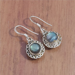 925 argent Sterling haute qualité Labradorite pierres précieuses goutte boucles d'oreilles bleu feu bijoux à la mode pour cadeau de fête grossiste - Product Image 1