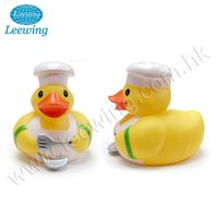 Jouet de bain en plastique PVC vinyle OEM, cadeau multifonctionnel, personnalisé, pour enfants, Chef, Pizza, canard en caoutchouc, 1 pièce