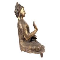 Escultura de Buda Meditando en Latón Dorado Hecha a Mano, con una Mano en el Omkha, 33 cm, Pieza Decorativa Vintage para Bodas, Regalo
