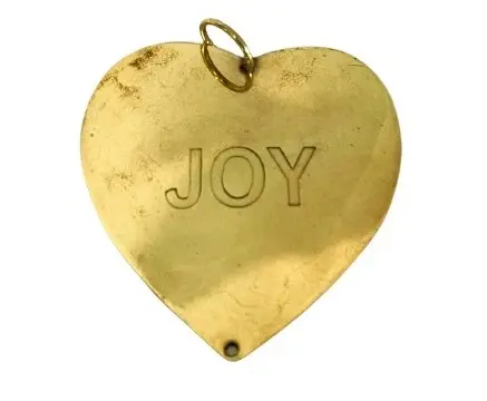 Altın pirinç renk benzersiz tasarım METAL kalp sevinç ile tasarım en iyi kalite noel asılı süsleme