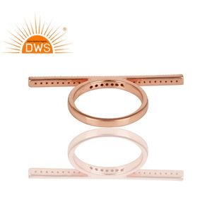 เครื่องประดับขายส่งขายส่งแฮนด์เมดแหวนข้อนิ้วโรสโกลด์ชุบ925เงินสเตอร์ลิง18K คลาสสิกแหวนพลอยเพทายทรงกลม Gia Dws - Product Image 4