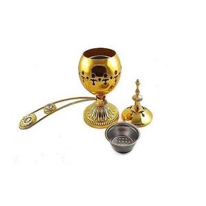 Brûleur Bakhoor de forme ronde de dernière conception Brûleur d'encens Oud poli en laiton de qualité supérieure d'Inde - Product Image 1